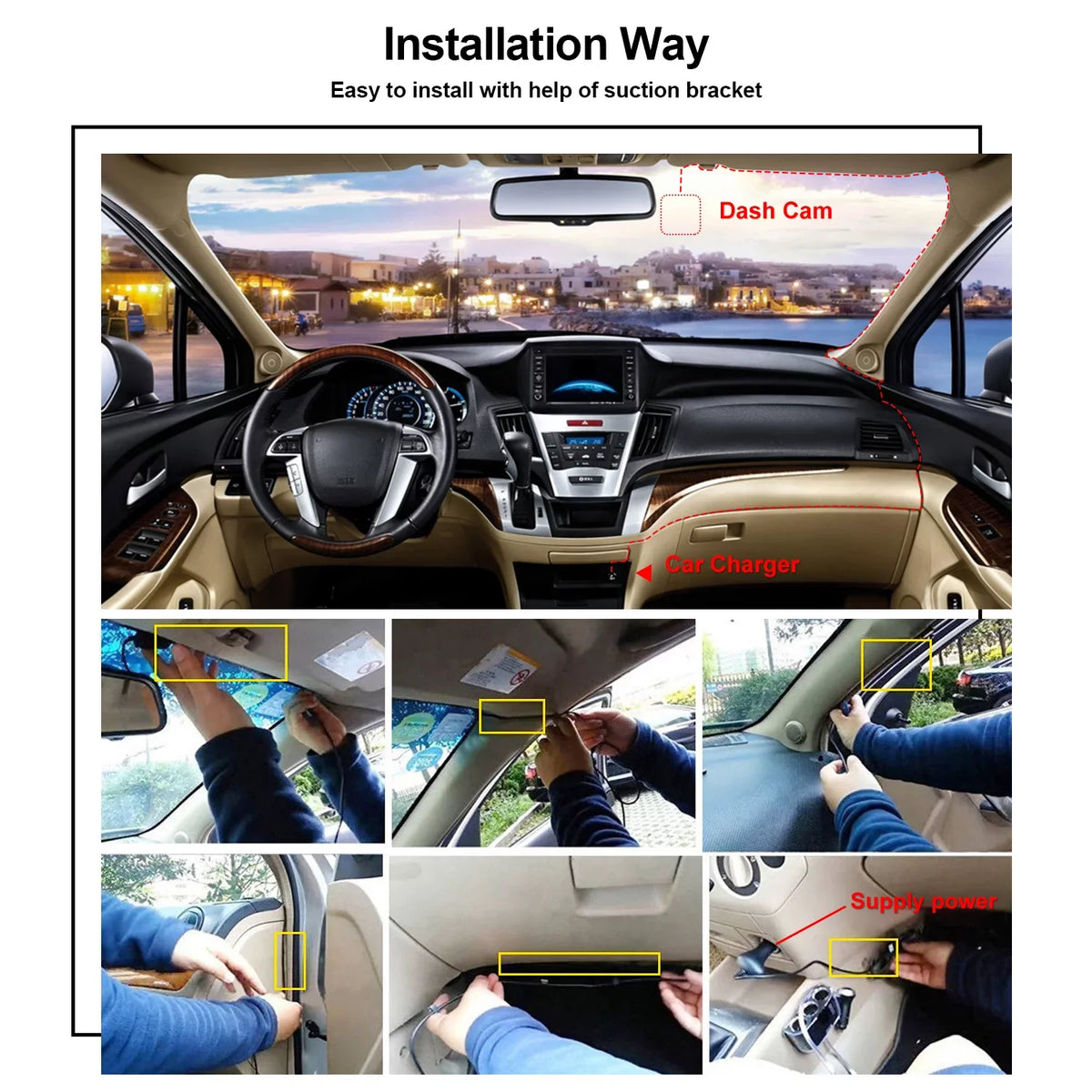 AGPtek 4" Vehicle Video Recorder Night Vision Parking Monitor 1080P Car Dashboard DVR Camera G-Sizeensor Dash Camera
