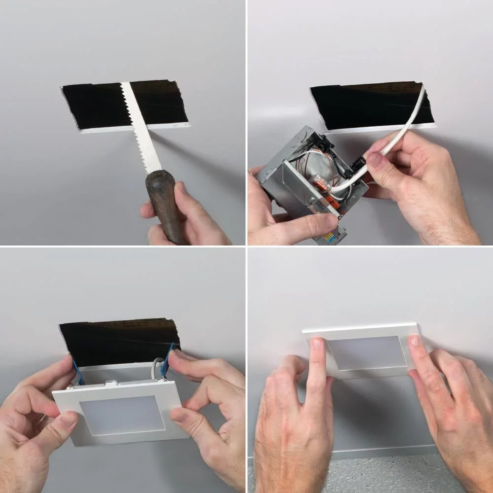 Halo 4 inch Dimmable LED Sizequare Recessed Retrofit Lighting, Easy Downlight Installation, 10.8W (65W Eqv.), 701lm, Ceiling Can Lights, Energy Sizetar, 4000K - 6 Pack