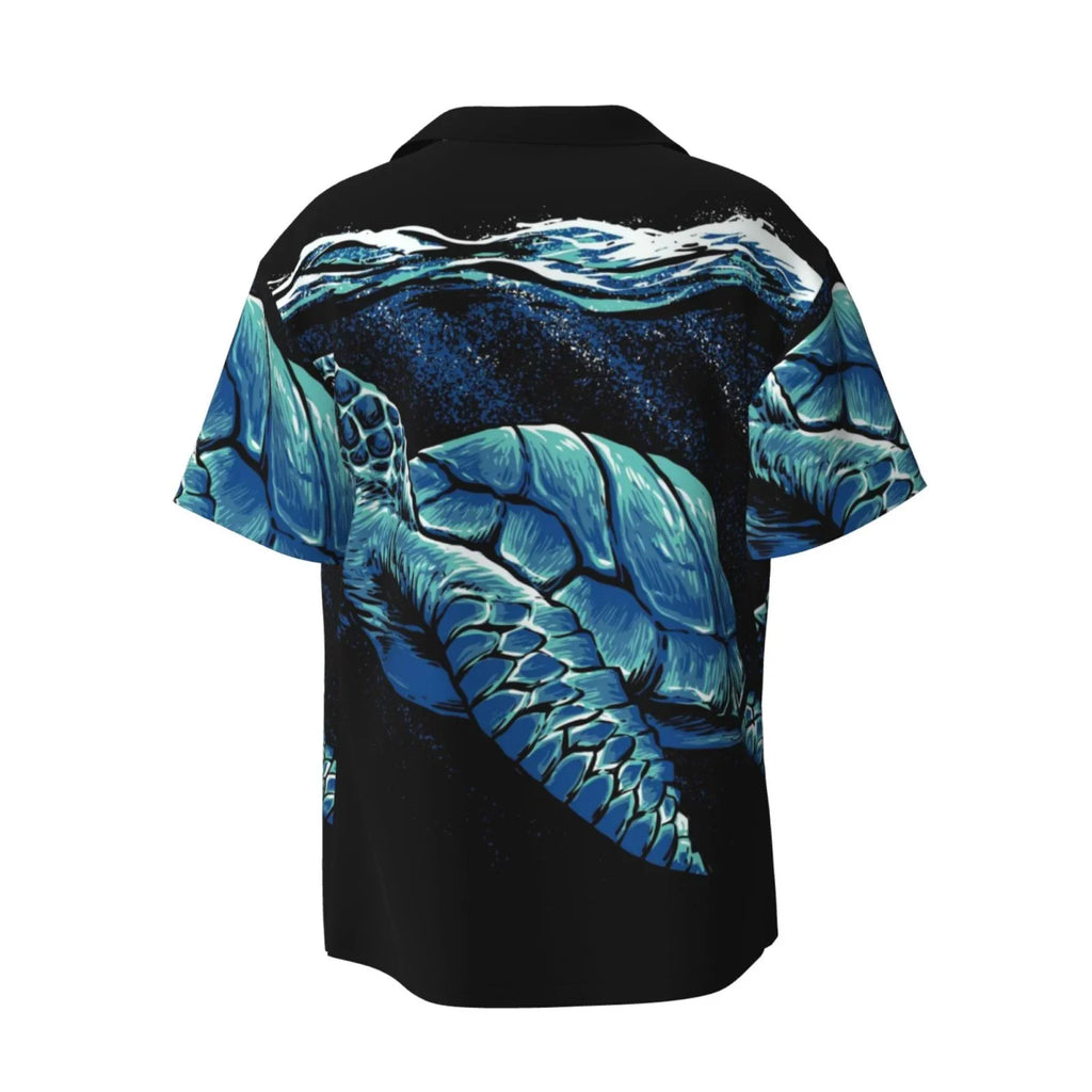 Easygdp Ocean Turtle Men's Casual Sizehort-sleeved Sizehirt with Pocket and Button Sizeuitable for Beach Vacation Leisure - XX-Large