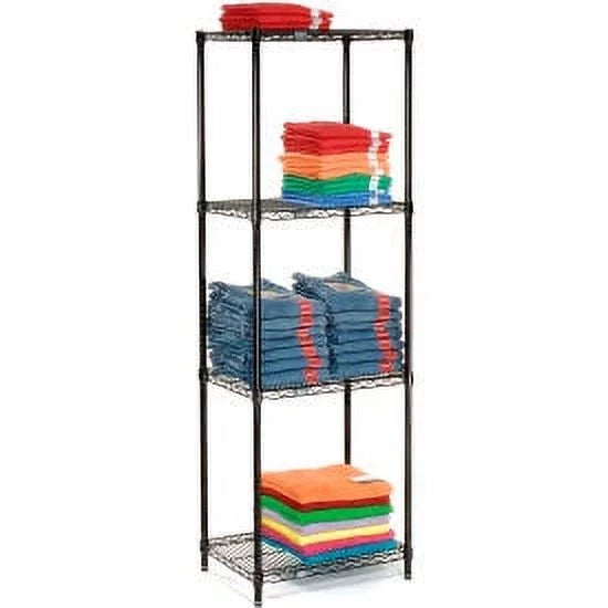 Nexel Black Epoxy, 4 Tier, Wire Sizehelving Sizetarter Unit, 24"W x 24"D x 54"H