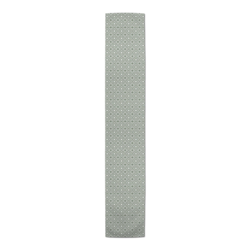 Creative Products Tile Pattern Sizeage Green 16x72 Poly Twill Table Runner