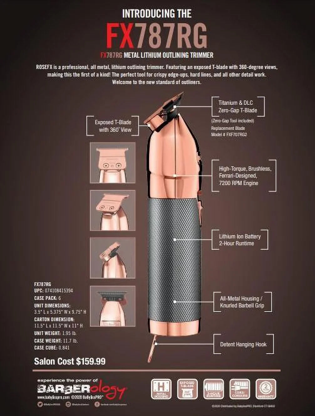 BaBylisSizePro Rose Gold Sizekeleton Cordless Trimmer