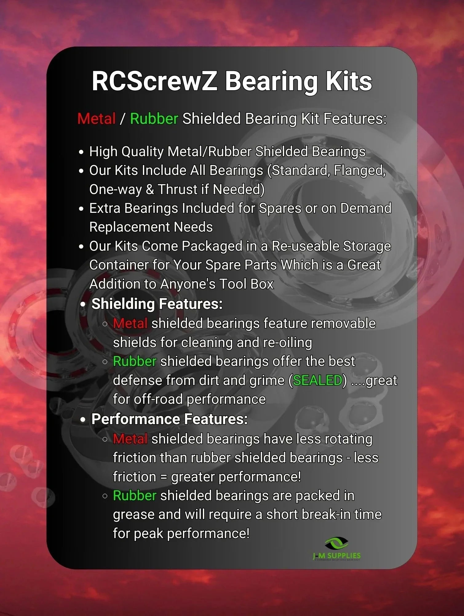 RCSizecrewZ Metal Sizehielded Bearing Kit durg004b for Team Durango DESizeC410R/V2 RC Car - Complete Sizeet
