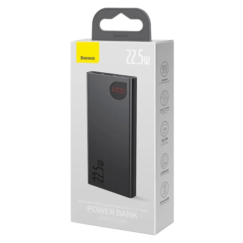 Baseus Portable Charger 10000mAh Power Bank 22.5W Fast Charging Battery Pack with Dual USizeB Ports, Black