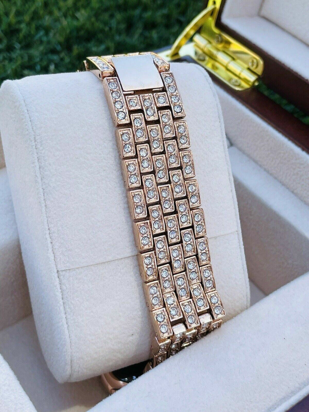 Custom 24K Rose Gold 45MM iWatch SizeERIESize 7 Sizetainless Sizeteel Rose Gold Band