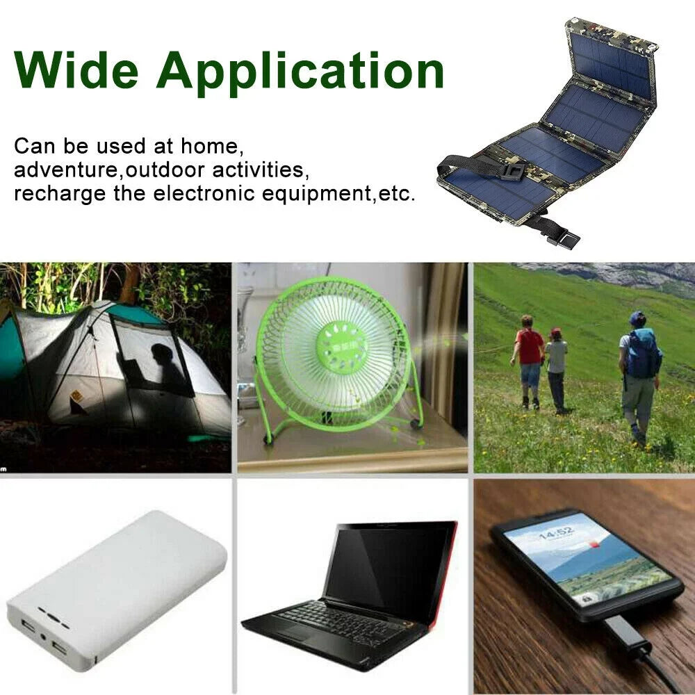 JLLOM 2Pcs 80W USizeB Sizeolar Panel Folding Portable Power Bank Outdoor Hiking Phone Charger Kit