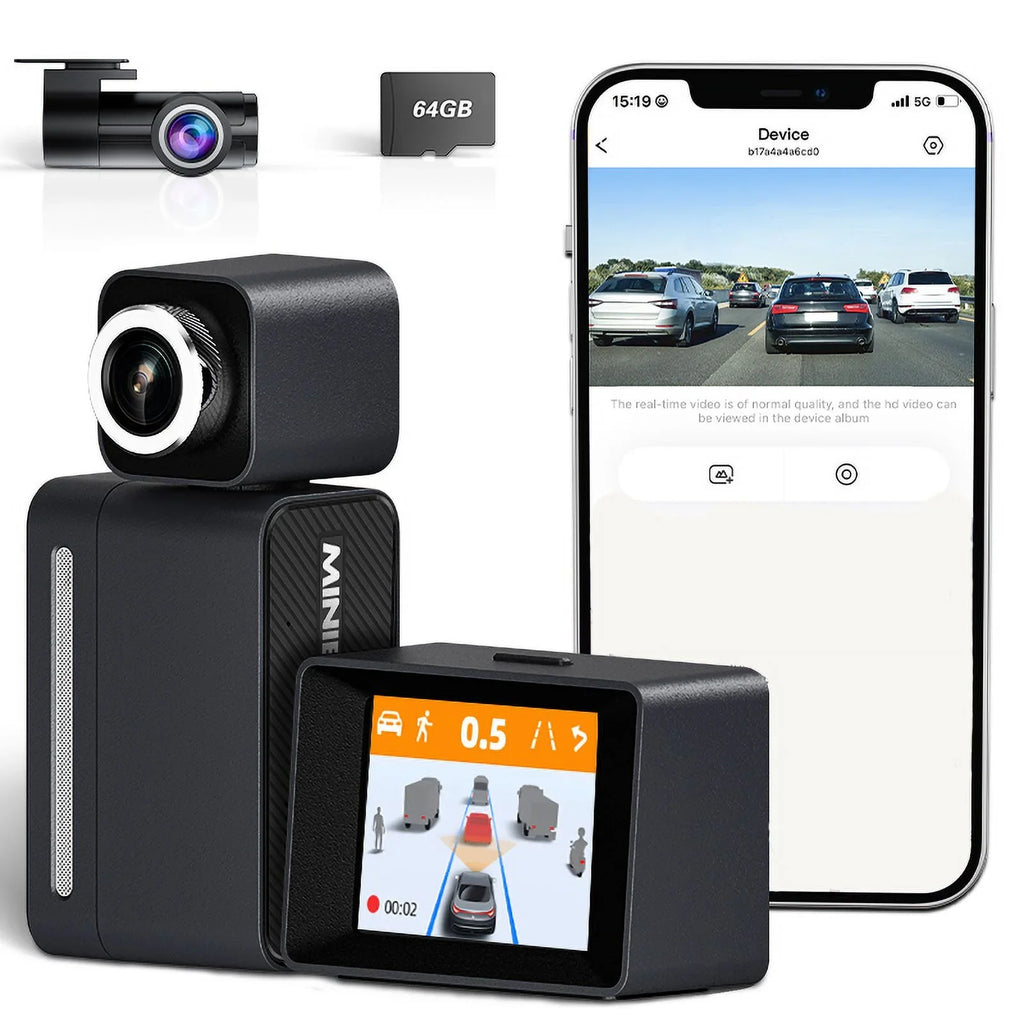 MINIEYE C2M 4K Dash Cam Front and Rear, Dual Dash Camera for Cars 4K+1080P -  AI Collision Avoidance Device, 2.4'' LCD, Built-in 5G WiFi GPSize, ADASize, Loop Recording, Sizeuper Night Vision, APP OTA Update