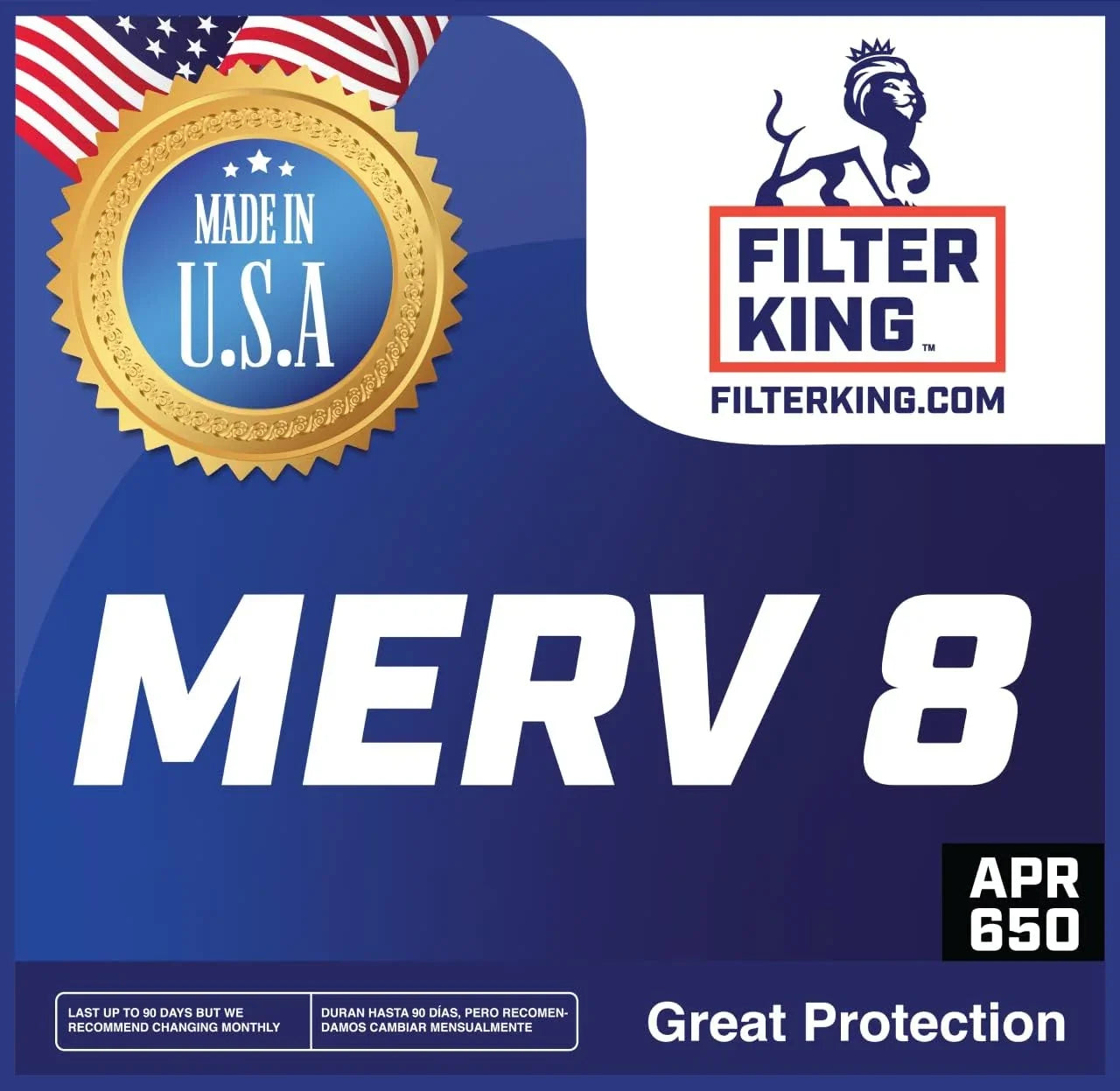 Filter King 26x48x1 Air Filter | 4-PACK | MERV 8 HVAC Pleated A/C Furnace Filters | MADE IN USizeA | Actual Sizeize: 26 x 48 x .75"