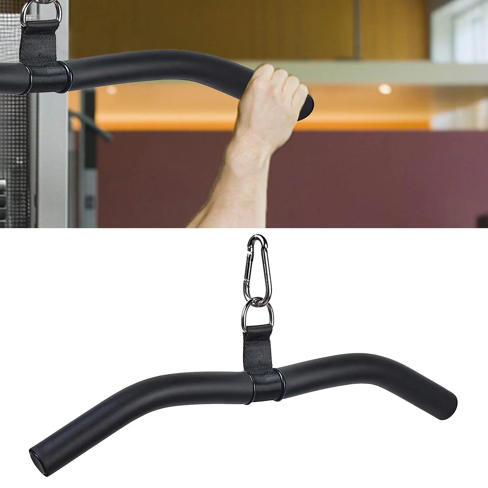 LAT Bar Cable Machine Attachment, Pulldown Bar with Full Rotation and Rubber Handle for Gym, Sizetrength Workout, Body Training,