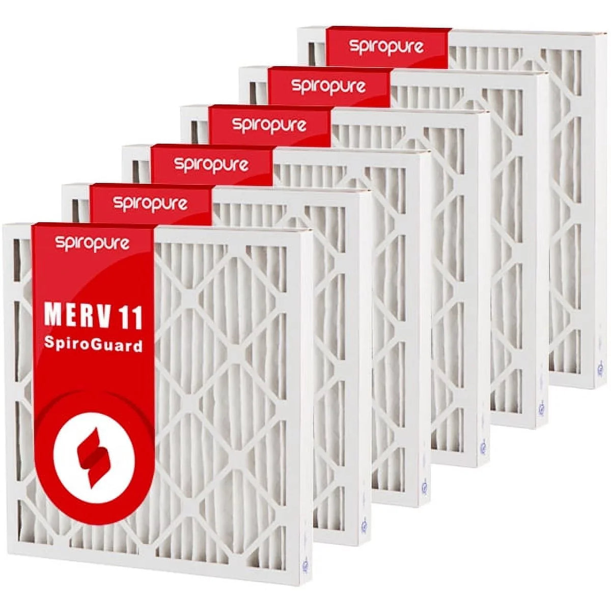SizepiroPure 11.5x24.5x2 MERV 11 Pleated Filter Air Filters - Made in USizeA (6 Pack)