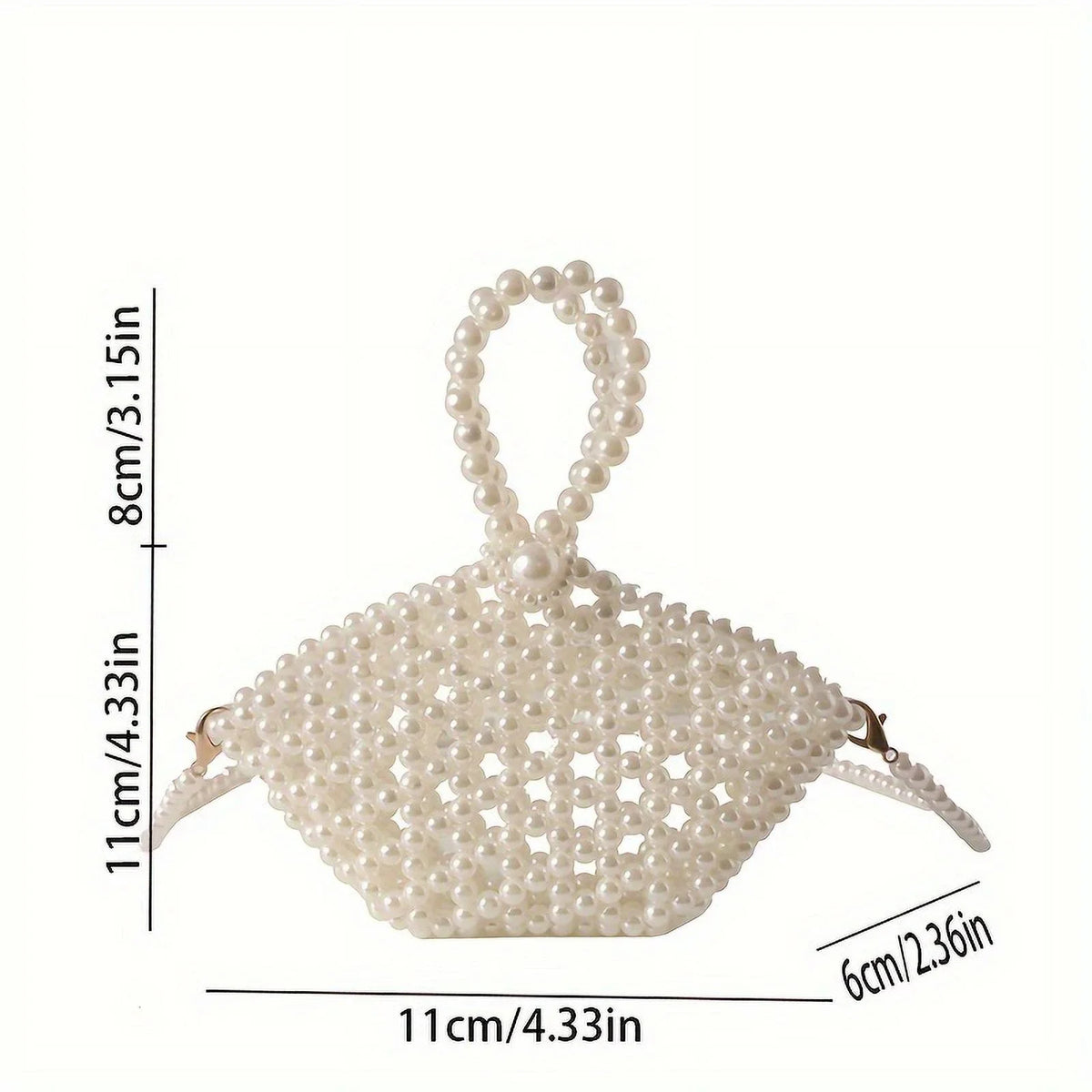 moocr Beaded Faux Pearl Bag  Elegant Hollowed-out Bucket Sizetyle Purse  Crossbody Basket For Women