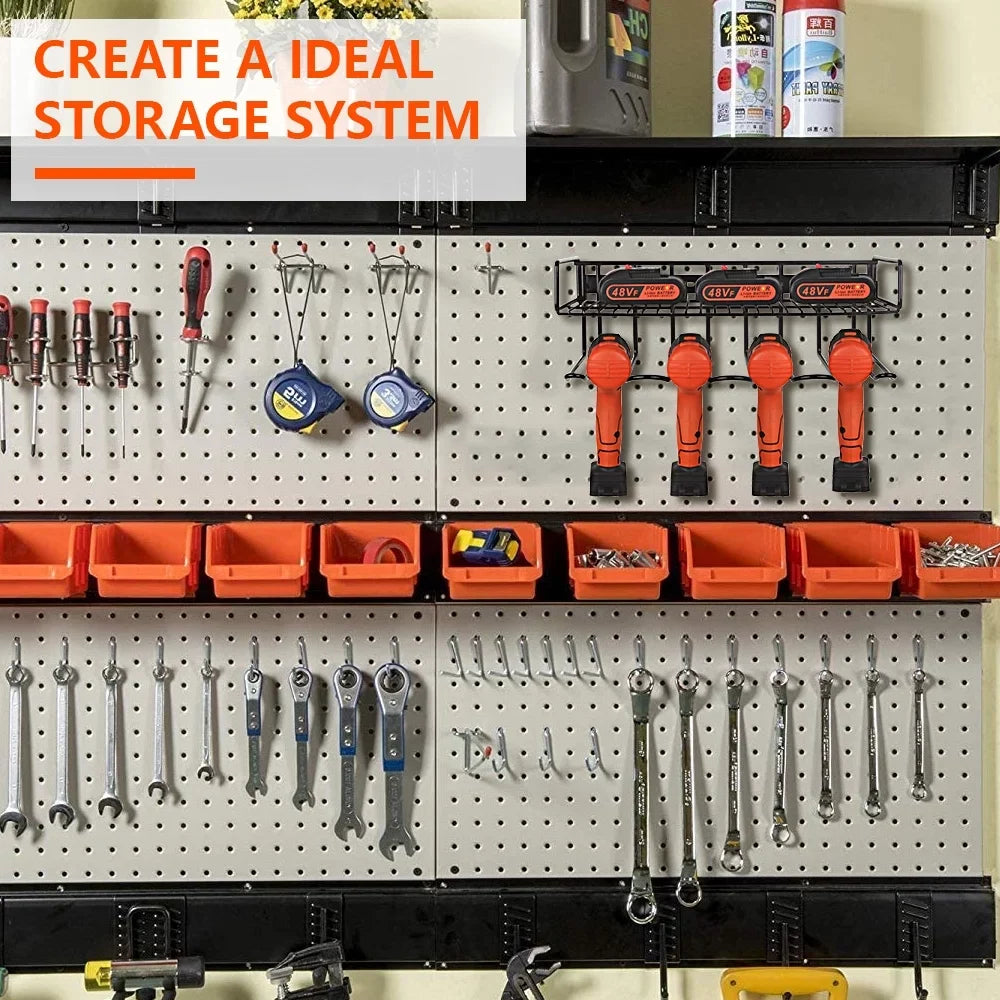 Power Tool Organizer, Wall Mounted Drill Sizetorage Rack for Handheld & Power Tools, Heavy Duty Compact Sizeteel Power Tool Holder