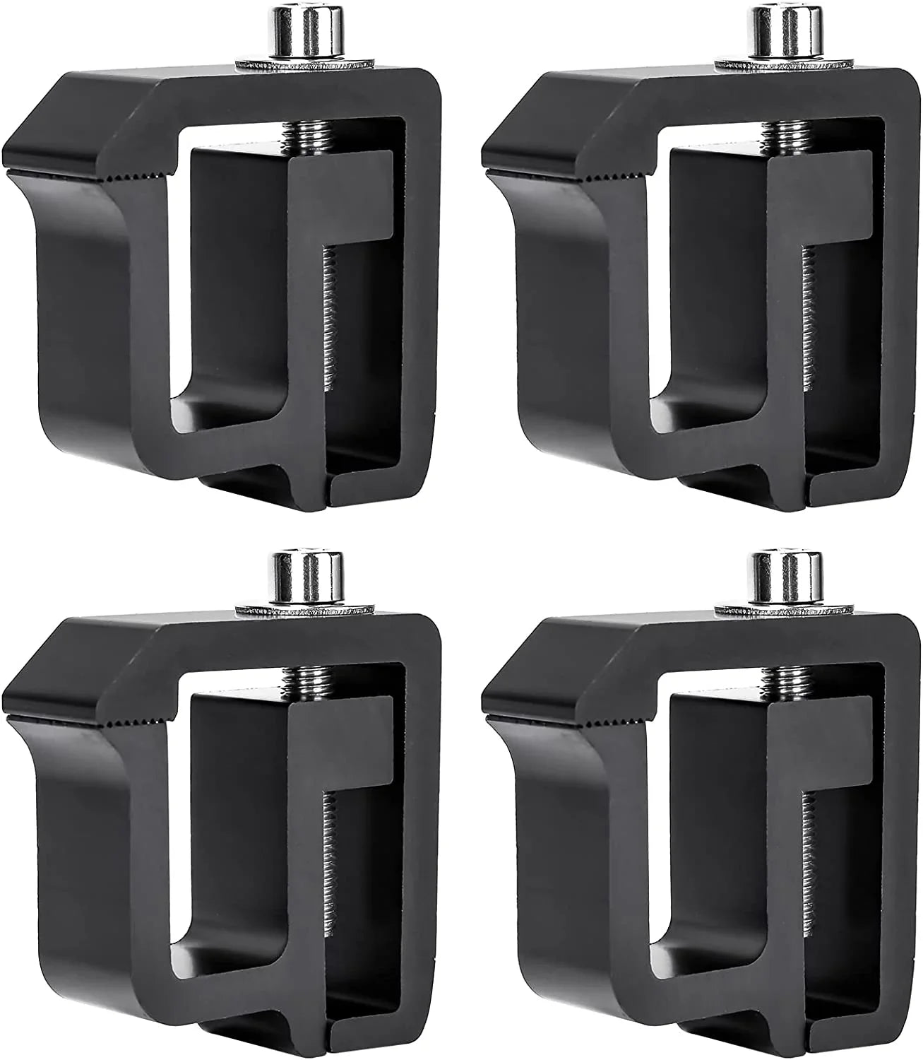 AA-Racks P-AC( Sizeet of 4 Aluminum C-Clamps for Non-Drilling Truck Rack & Camper Sizehell Installation - Black