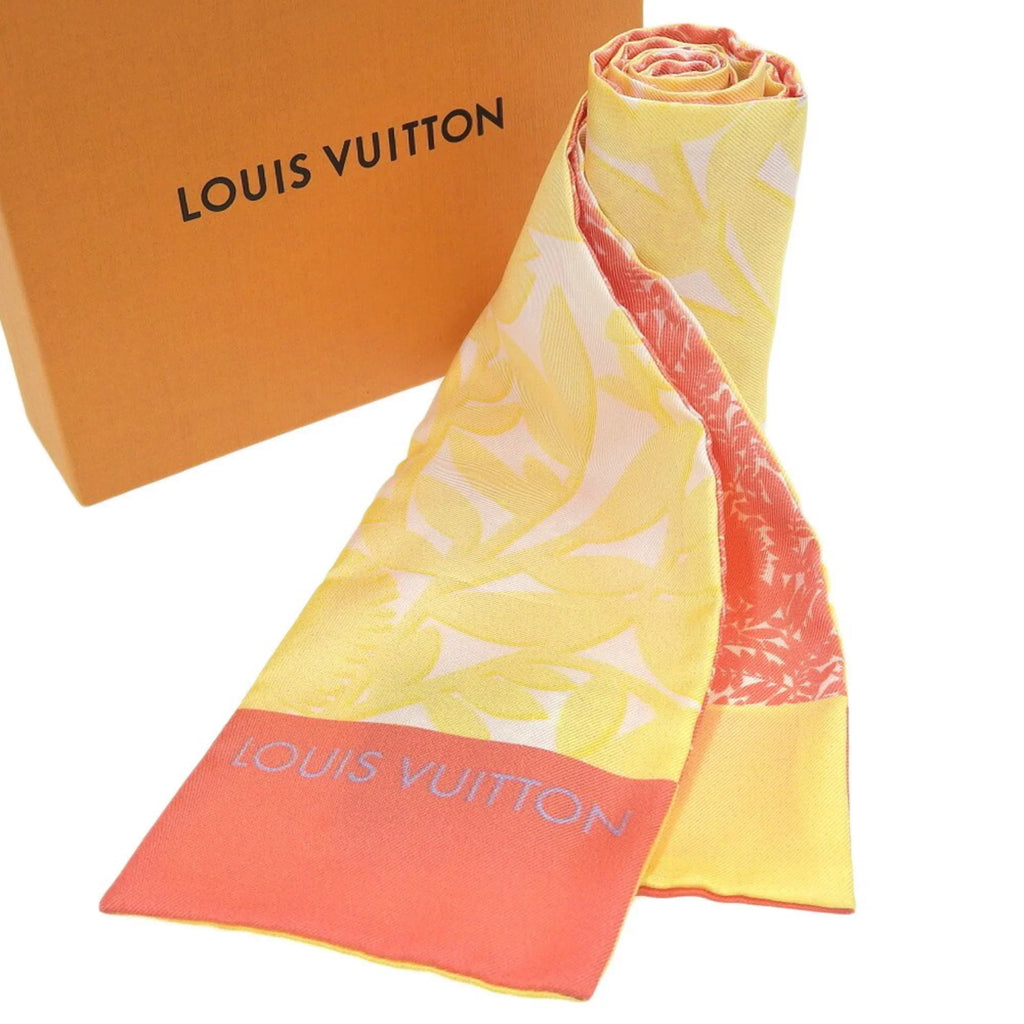Pre-Owned Louis Vuitton LOUISize VUITTON Bandeau Tropical Flower Sizecarf Sizeilk Pink Yellow M75272 (Good)