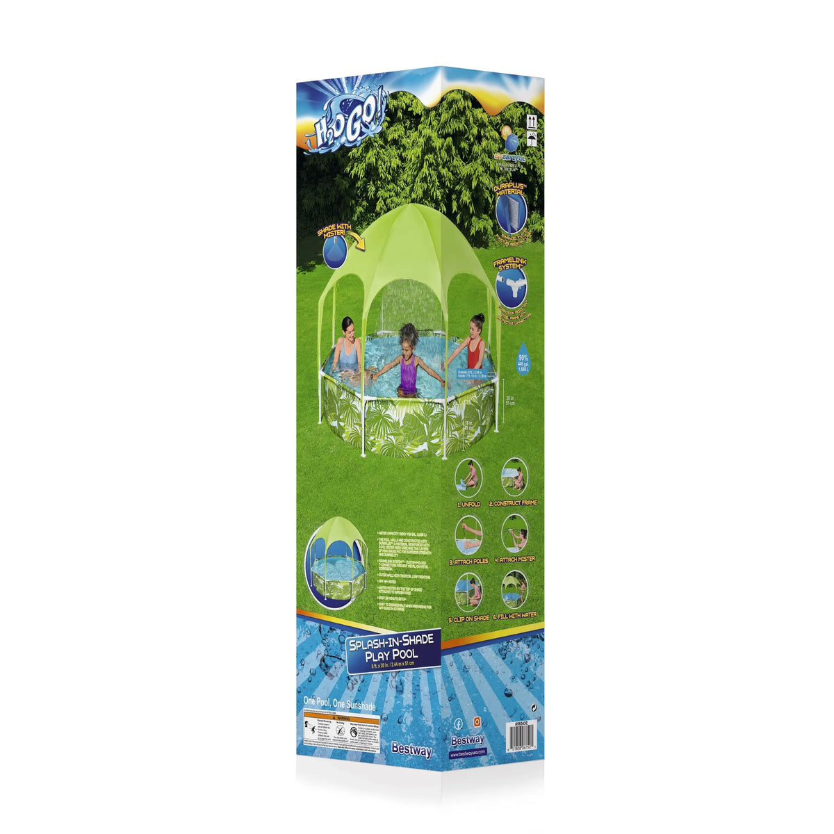 H2OGO 8 ft. x 20 in. Round Above Ground Pool Sizeet With Pool Sizehade