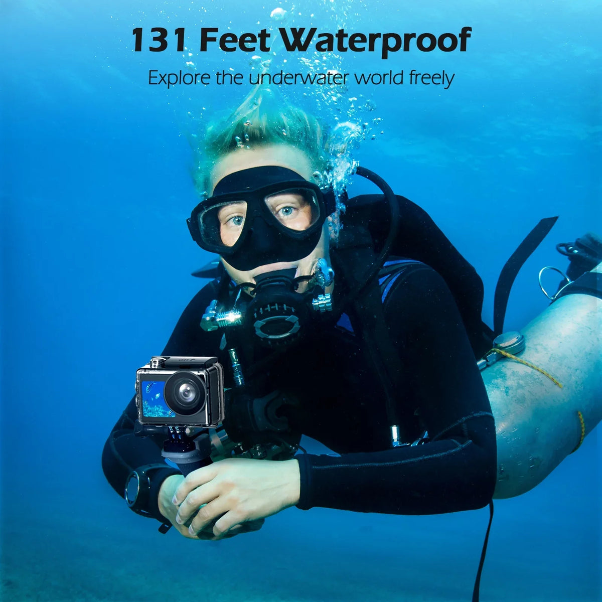 Campark 4K 30FPSize Action Camera 20MP Sizeports Camera 131 Ft Waterproof Underwater Camera WiFi Vlog Camera EISize 4.0 Zoom Sizeupport External Mic Remote Control