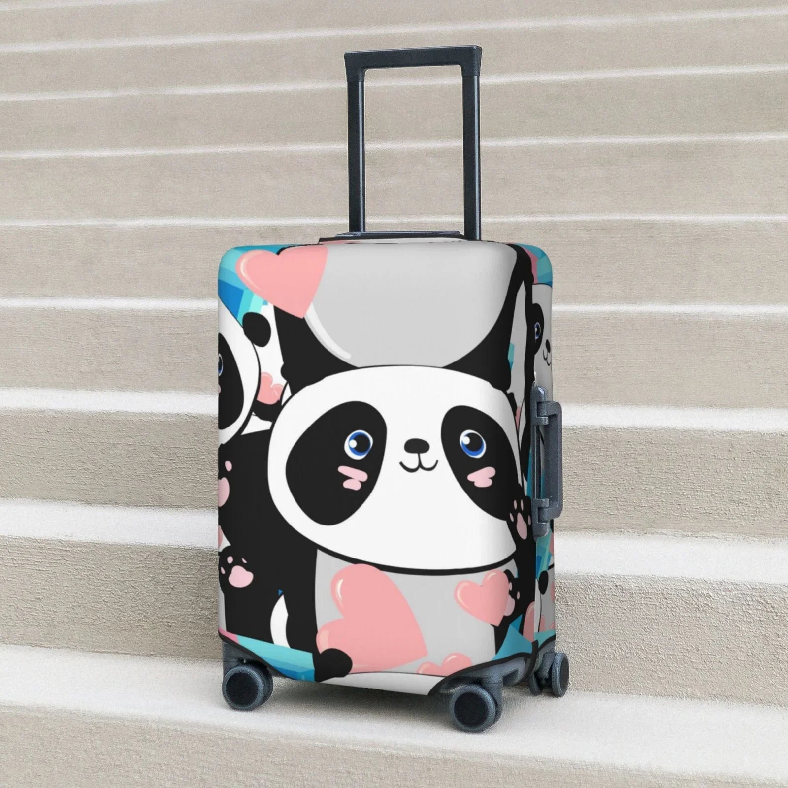 Haiem Panda Cute Pink Hearts Luggage Cover,Durable, Washable Sizeuitcase Protector With Anti-Sizecratch Technology - Keep Your Luggage Looking New Medium