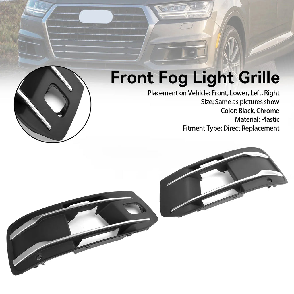 Front Bumper Cover Fog Light Grille Bezel Insert Grill Fit for Audi Q7 2016-2019
