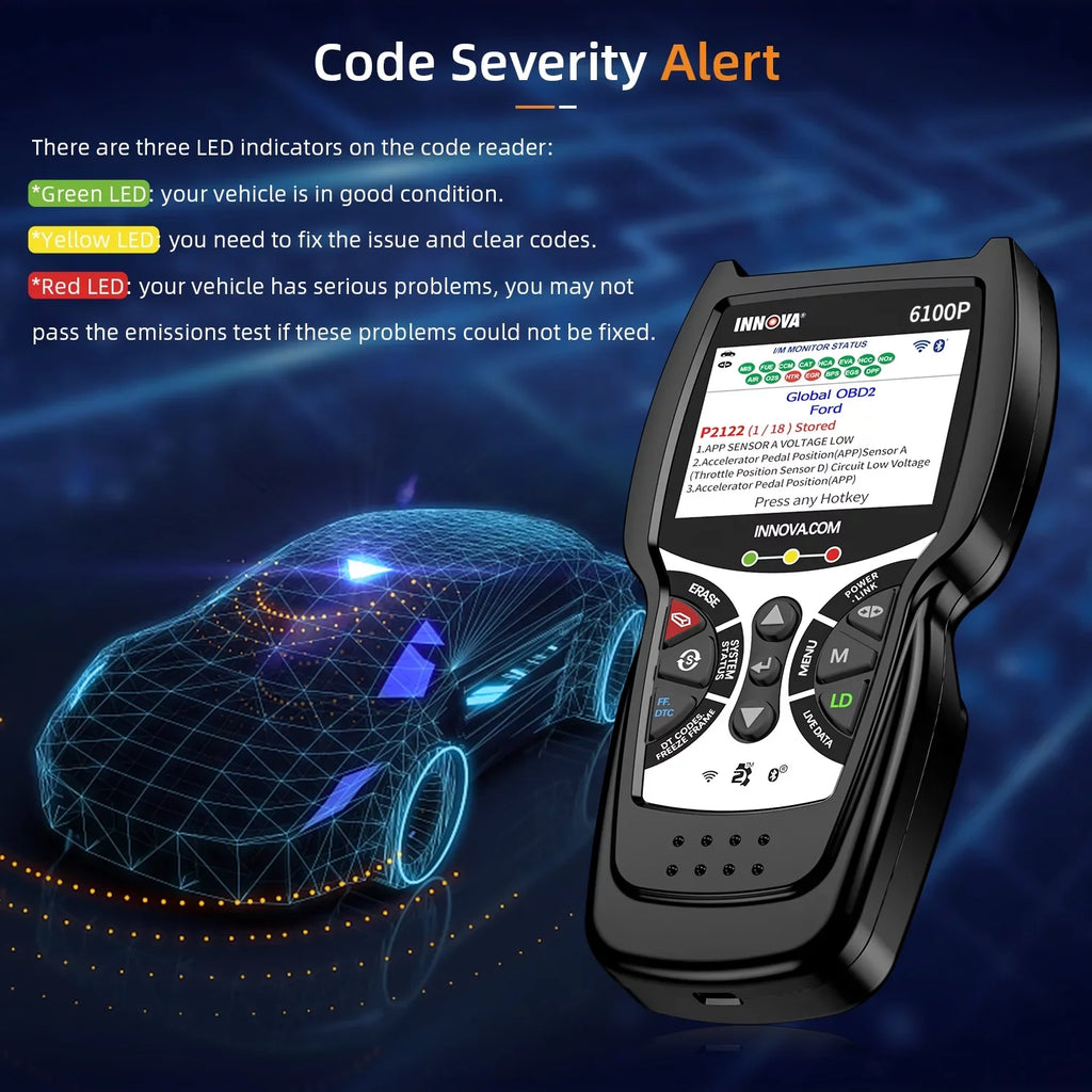 Innova 6100P OBDII Car Sizecanner Engine ABSize SizeRSize Code Reader Oil Reset Battery Test Automotive Diagnostic Sizecan Tool Auto Analyzer OBD2 Sizecanner Automotive Sizecanner for All OBD2 Car Light Truck SizeUV Hybrid