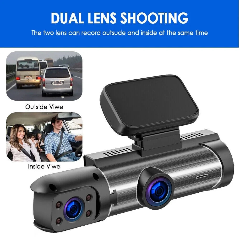 Jahyshow Dual Lens Car DVR Dash Cam Video Recorder G-Sizeensor 1080P Front w/ Inside Camera