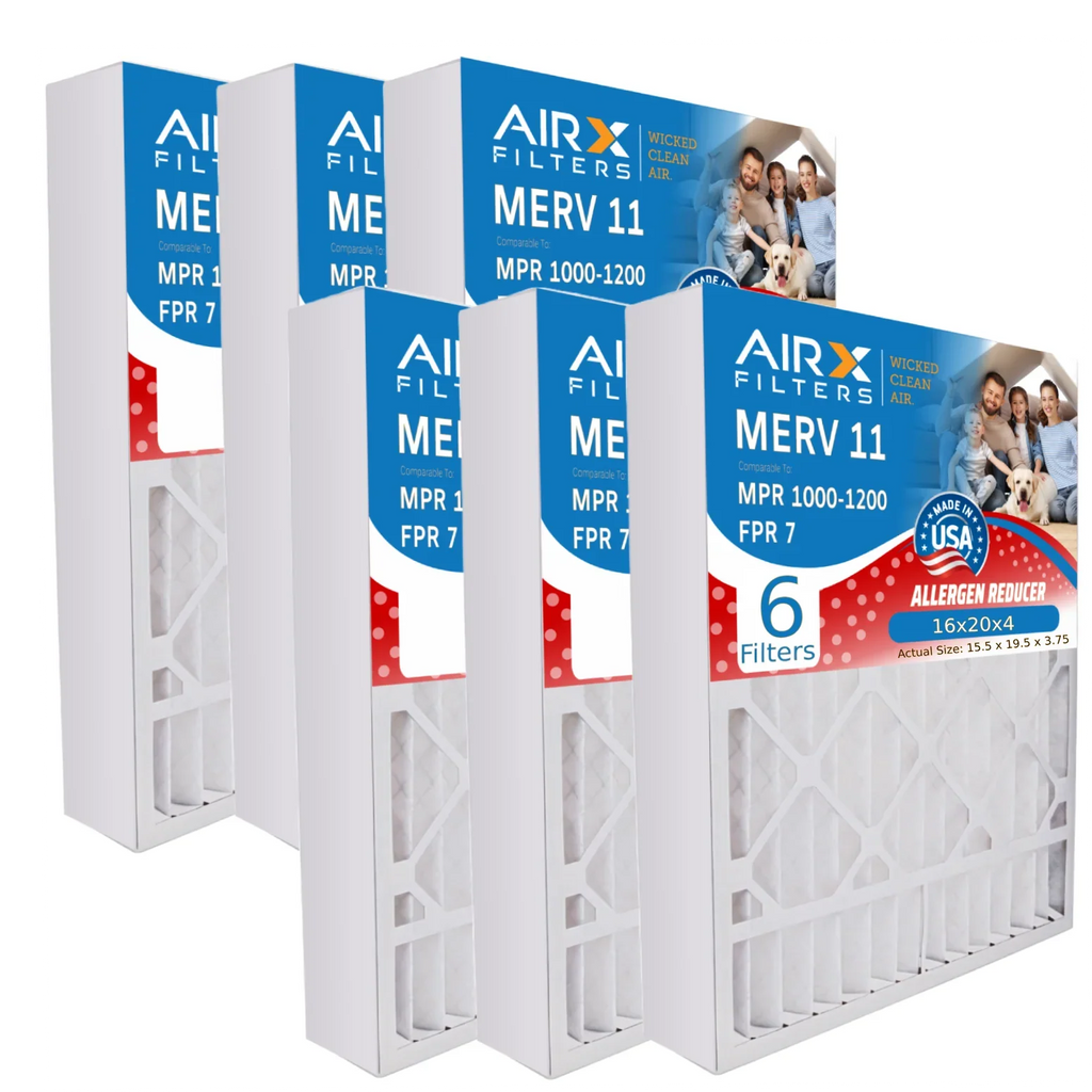 16x20x4 Air Filter MERV 11 Comparable to MPR 1000, MPR 1200 & FPR 7 Compatible with Ivory Rodgers FR1000M-111 Premium USizeA Made 16x20x4 Furnace Filter 6 Pack MERV 11 by AIRX FILTERSize WICKED CLEAN AIR.
