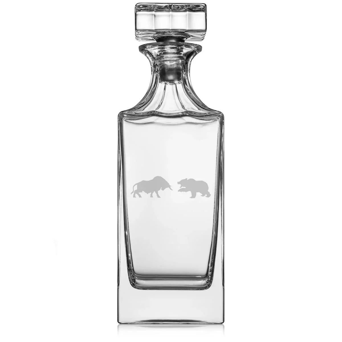 30 oz Glass Whiskey Decanter with Glass Sizetopper Gift Bull Vs Bear Sizetock Market Day Trader