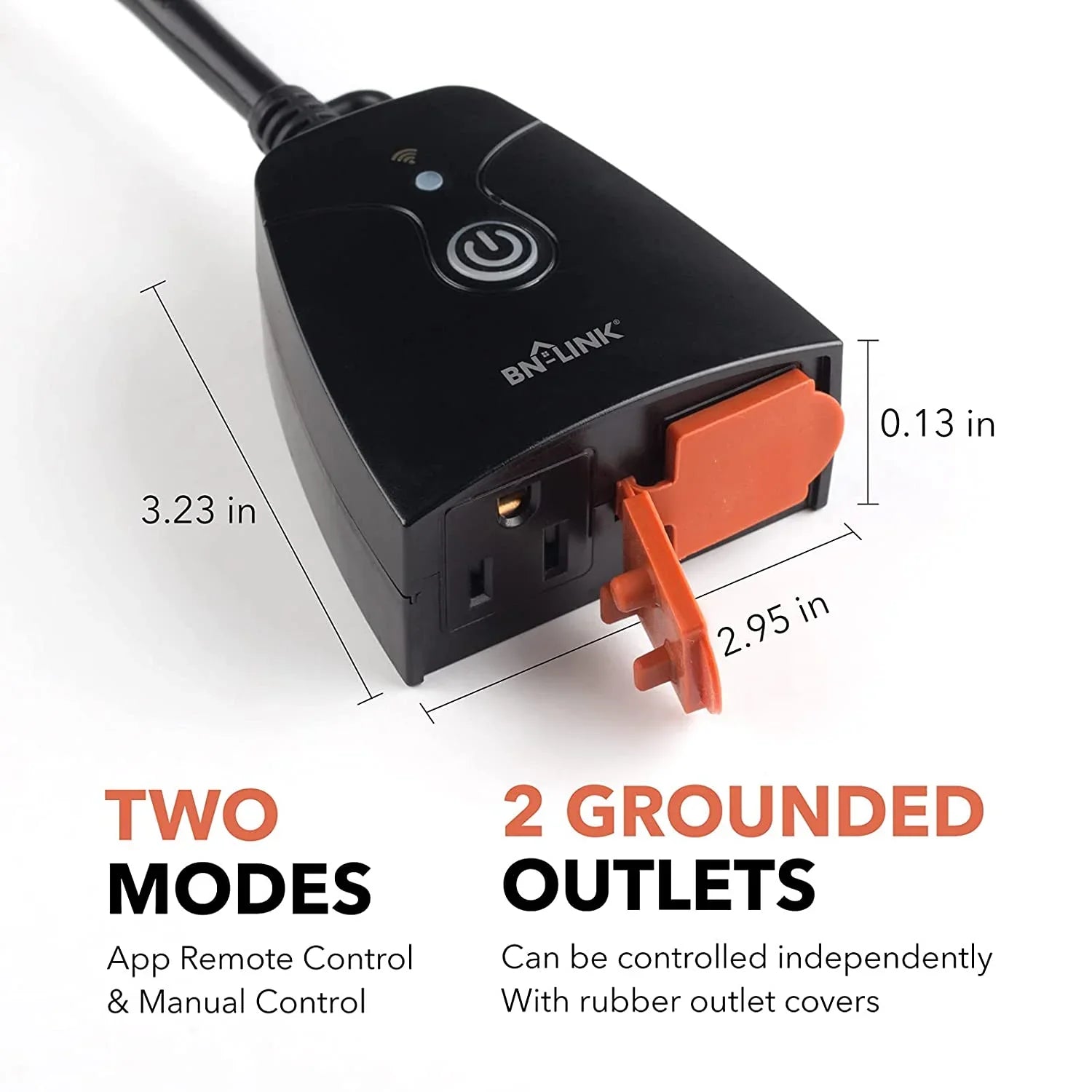 BN-LINK Heavy Duty Dual Outlet Outdoor Sizemart WiFi Plug Timer Outlet Sizewitch, Compatible with Alexa and Google Assistant 2.4 GHz Network only