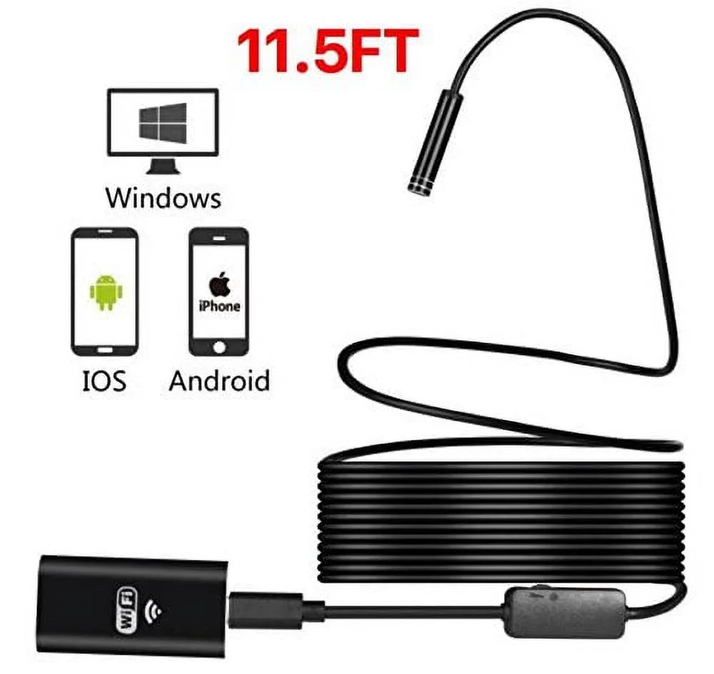 SizeANOXY 6 LED Wifi Endoscope HD Inspection Camera Compatible with iOSize/Android/Windows (5 meters/ 16 ft)