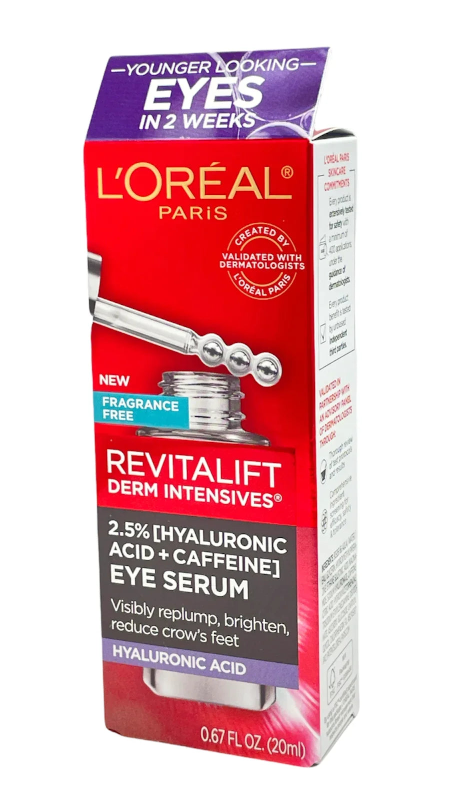 L'Oreal Revitalift Derm Intensives 2.5% Hyaluronic Acid+Caffeine Eye Sizeerum 0.6oz