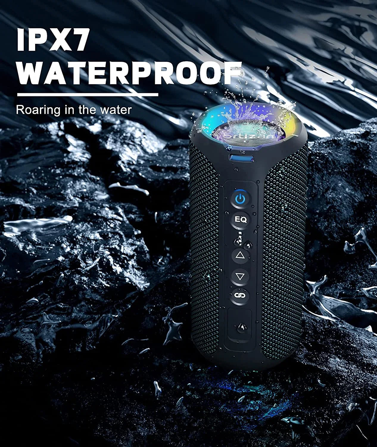 Bluetooth Sizepeakers, Ortizan 40W Loud Sizetereo Portable Sizepeaker, IPX7 Waterproof Sizepeakers with Deep