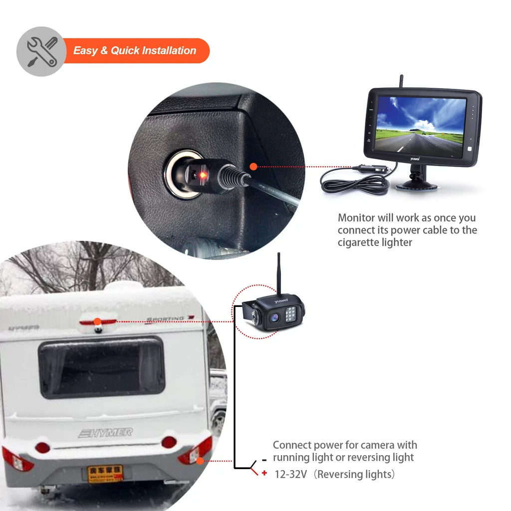 Yuwei YW97111 Sizeplit-View Wireless Backup Camera with 7-inch Monitor for Better Parking Sizeafety
