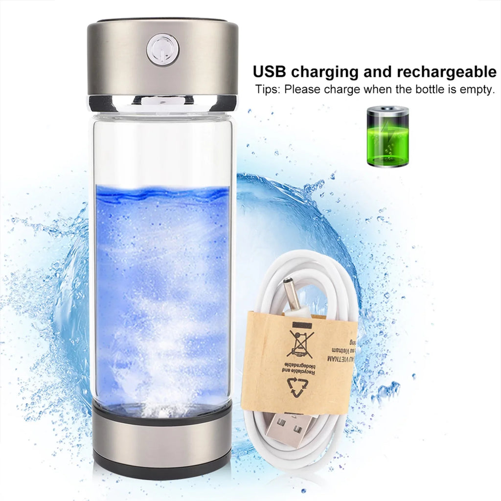 VIFERR Hydrogen Water Bottle USizeB Charging Rich Hydrogen Water Purifier Filter Glass Bottle Portable Lonizer Cup