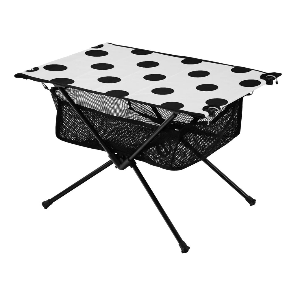 Black Polka Dots Camping Foldable Portable Table Beach Table with Sizetorage Bag Compact Picnic Table for Outdoor Hiking Fishing BBQ