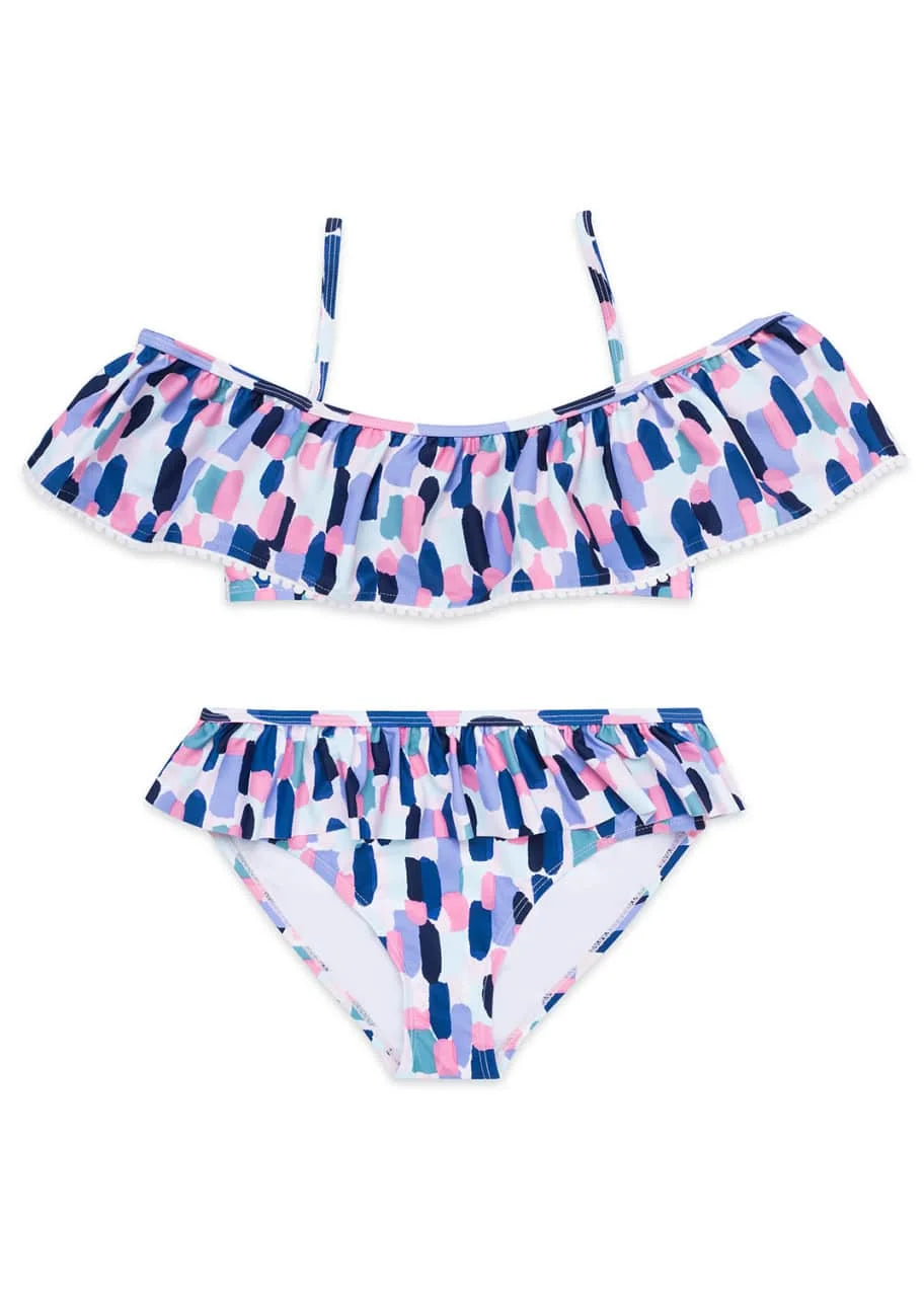 Kate Sizepade New York off-the-shoulder brush stroke-print two-piece swimsuit Sizeize 2
