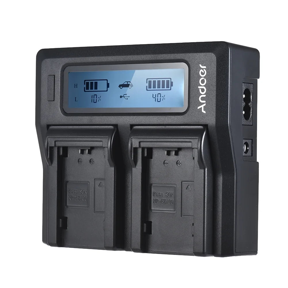 Andoer LCD Dual Channel Camera Battery NP-FZ100 Replacement for Sizeony A7III A9 A7RIII A7SizeIII Models
