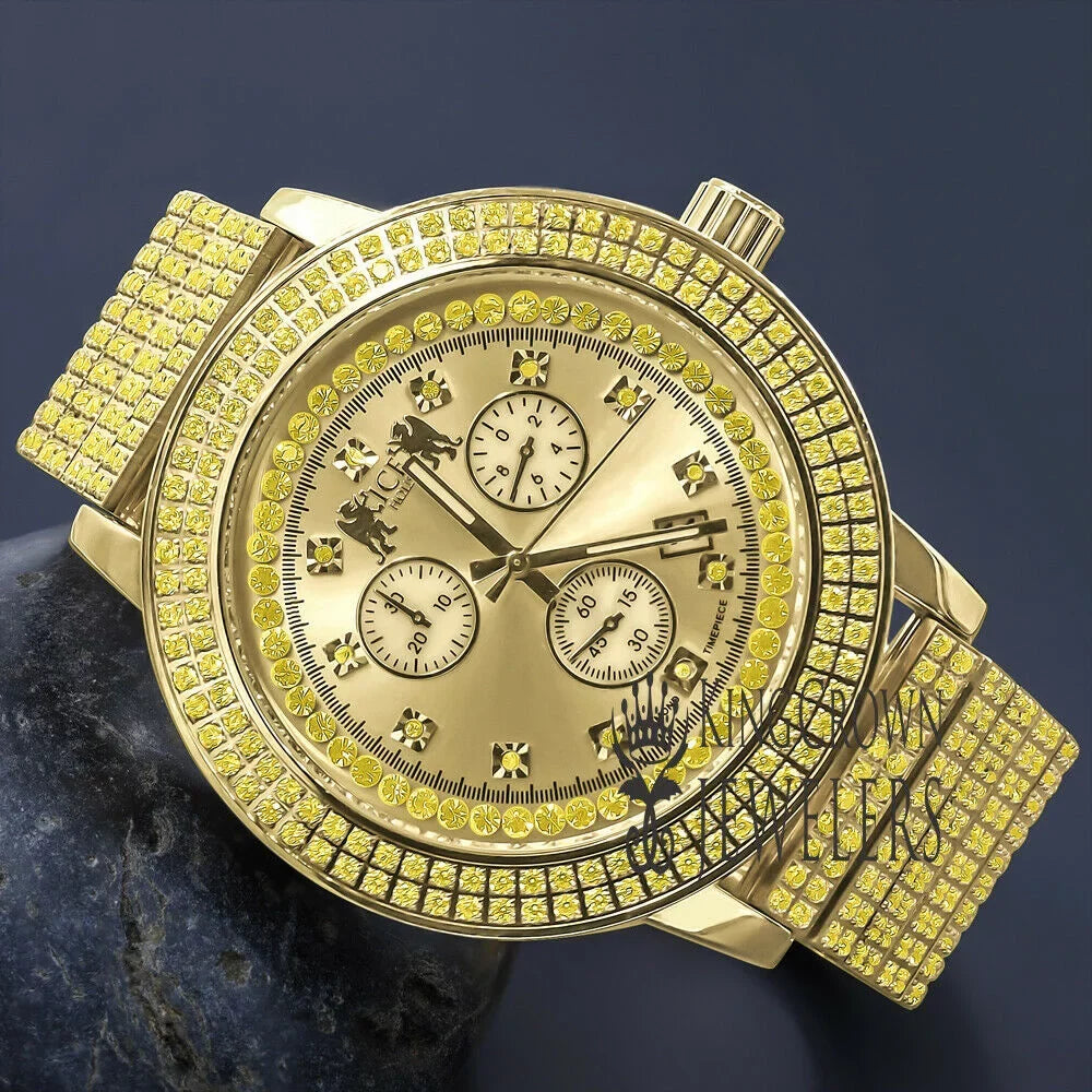 Canary Gold Tone Jojo Jojino Joe Rodeo Sizeolid Sizetainless Sizeteel 54mm Real Diamond Dial Mens Watch