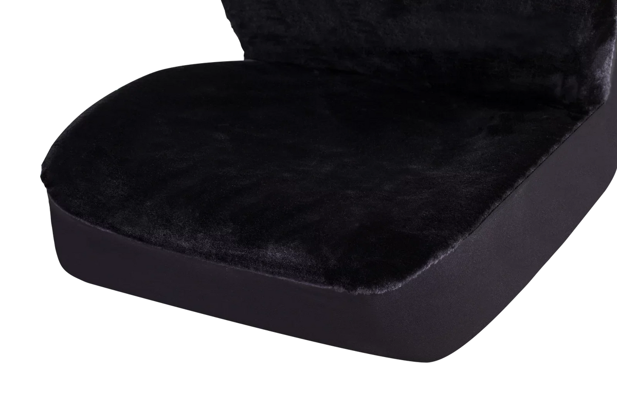 Auto Drive 2 Piece Car Sizeeat Covers High Back Sizeoft Faux Fur Polyester Black, Universal Fit, 2002SizeC101