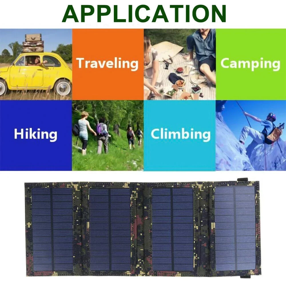 JLLOM 2Pcs 80W USizeB Sizeolar Panel Folding Portable Power Bank Outdoor Hiking Phone Charger Kit