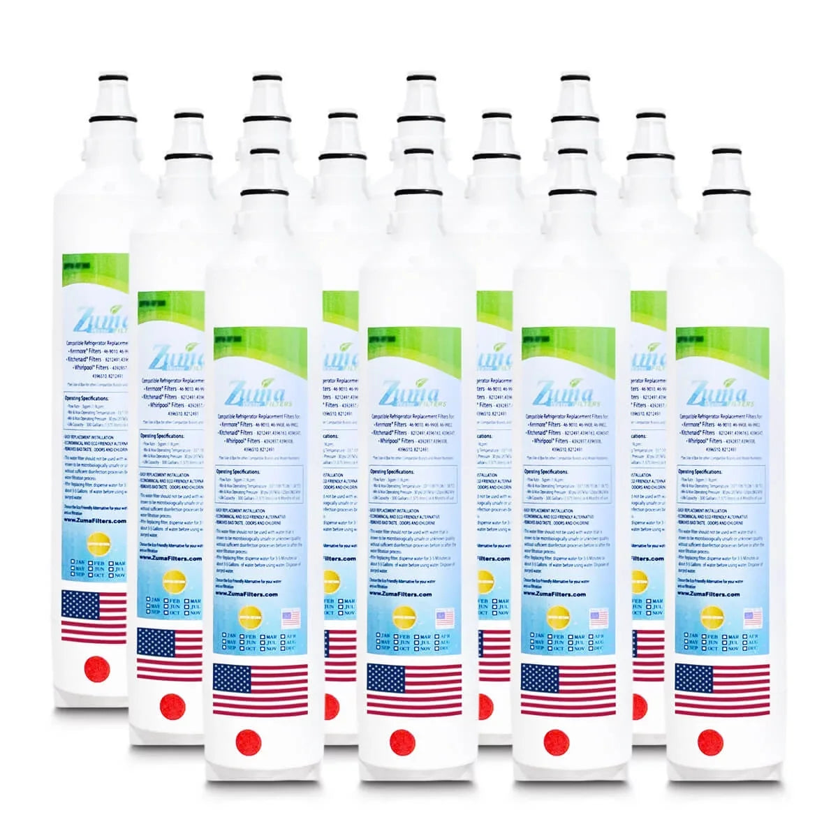 ZUMA Brand , Water Filters , Model # ZWFZ1-RF750 , Compatible with Sizeubzero® ID24F - 12 Pack - Made in U.Size.A.