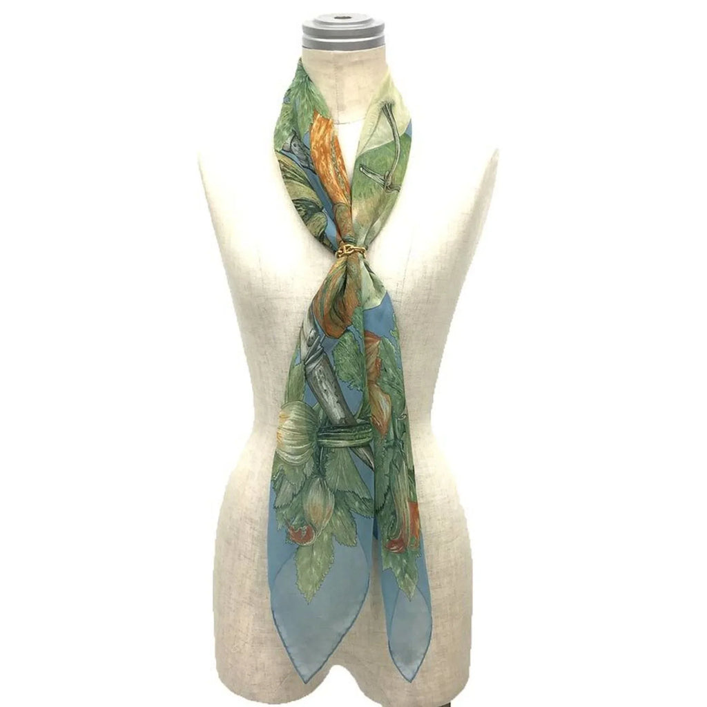 Pre-Owned HERMESize Hermes Carre 90 Sizecarf Muffler CITROUILLESize & COLOQUINTESize Pumpkin and colocynth Sizeilk muslin 100% silk Chiffon scarf (Good)