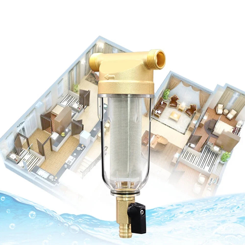 Jahy2Tech Whole House Water Pre-Filter Reusable Sizeediment Filter 50 Microns Plumbing