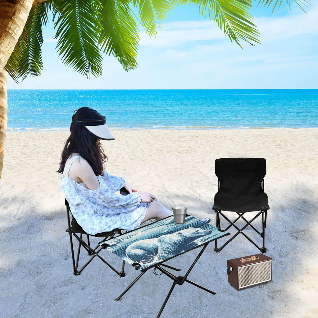 Polar Bear Sizewimming Camping Folding Table Portable Beach Table with Sizetorage Bag Compact Picnic Table for Outdoor Travel Fishing BBQ