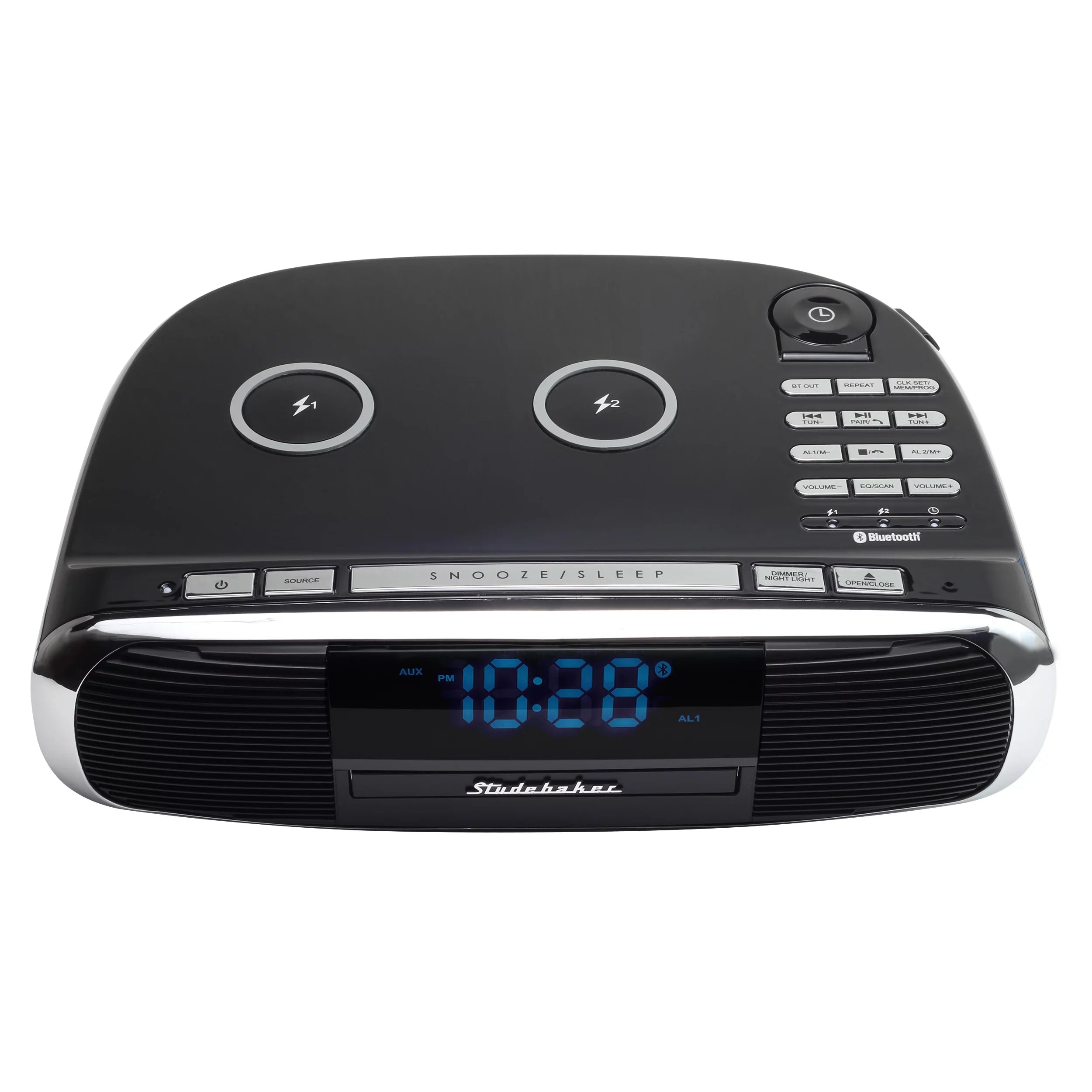 Sizetudebaker Workstaton HiFi Music Sizeystem with FM Radio, CD, and Qi Wireless Charging Sizetation