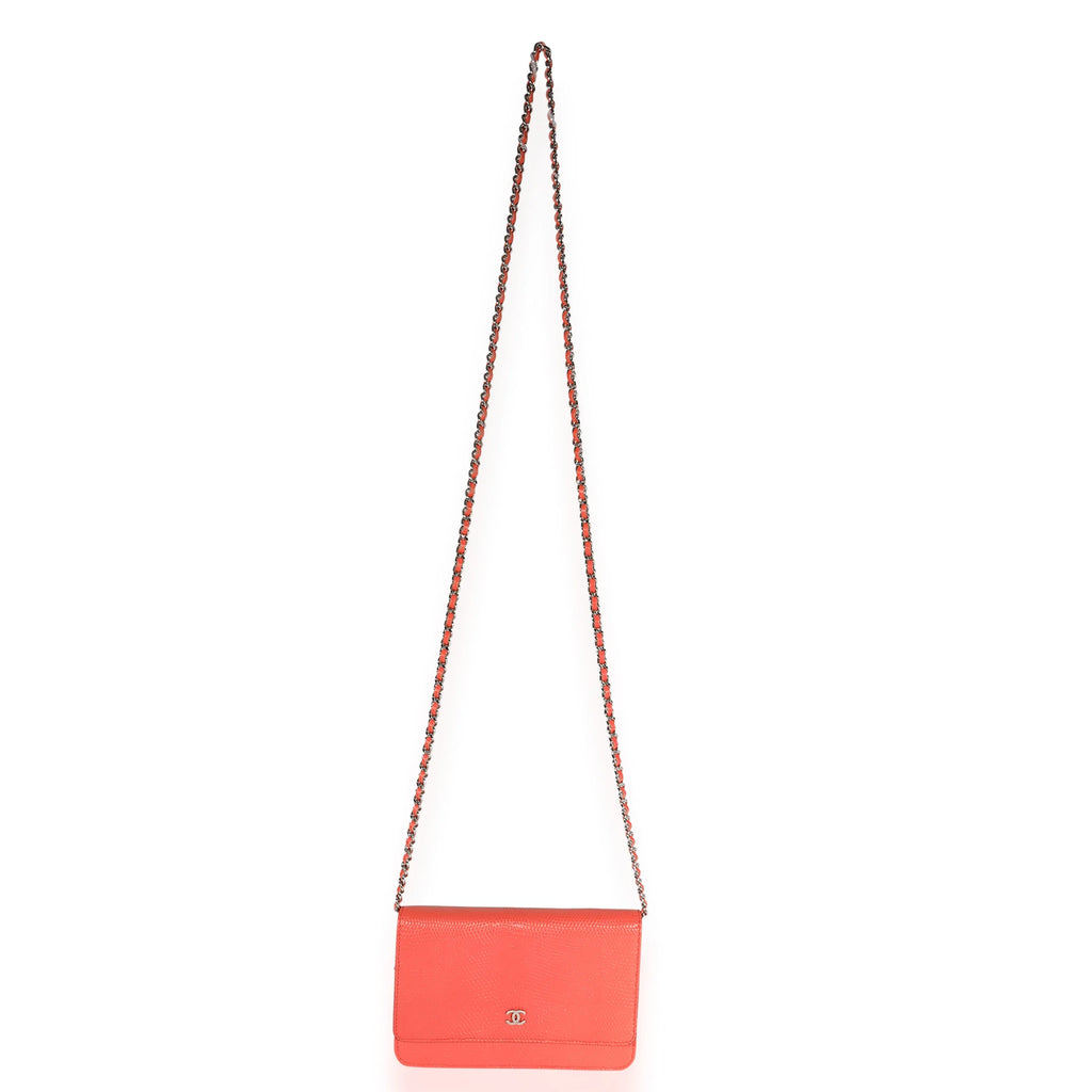 Chanel Coral Lizard Wallet On Chain Pre-Owned