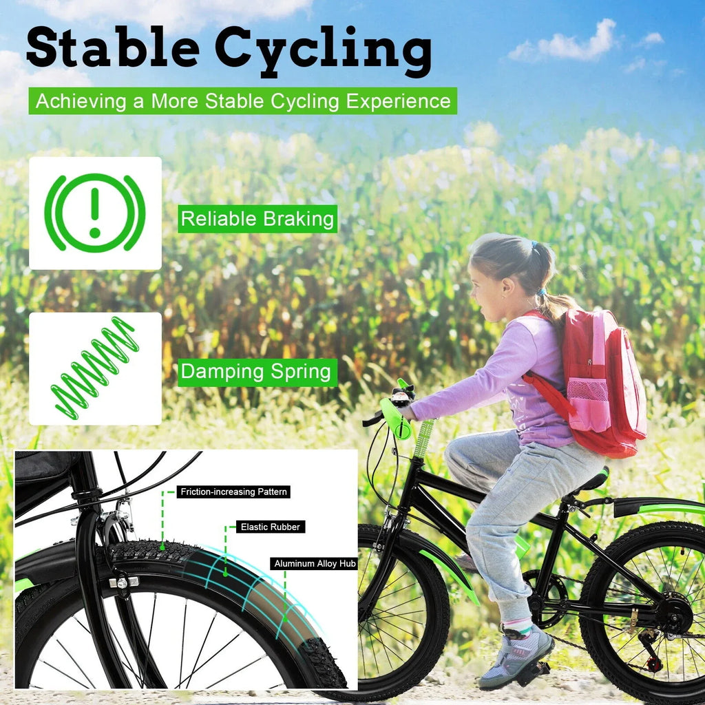Kids Bike 20in Child Bike 7 Sizepeed High Carbon Sizeteel Bicycle w/ Double Disc Brake