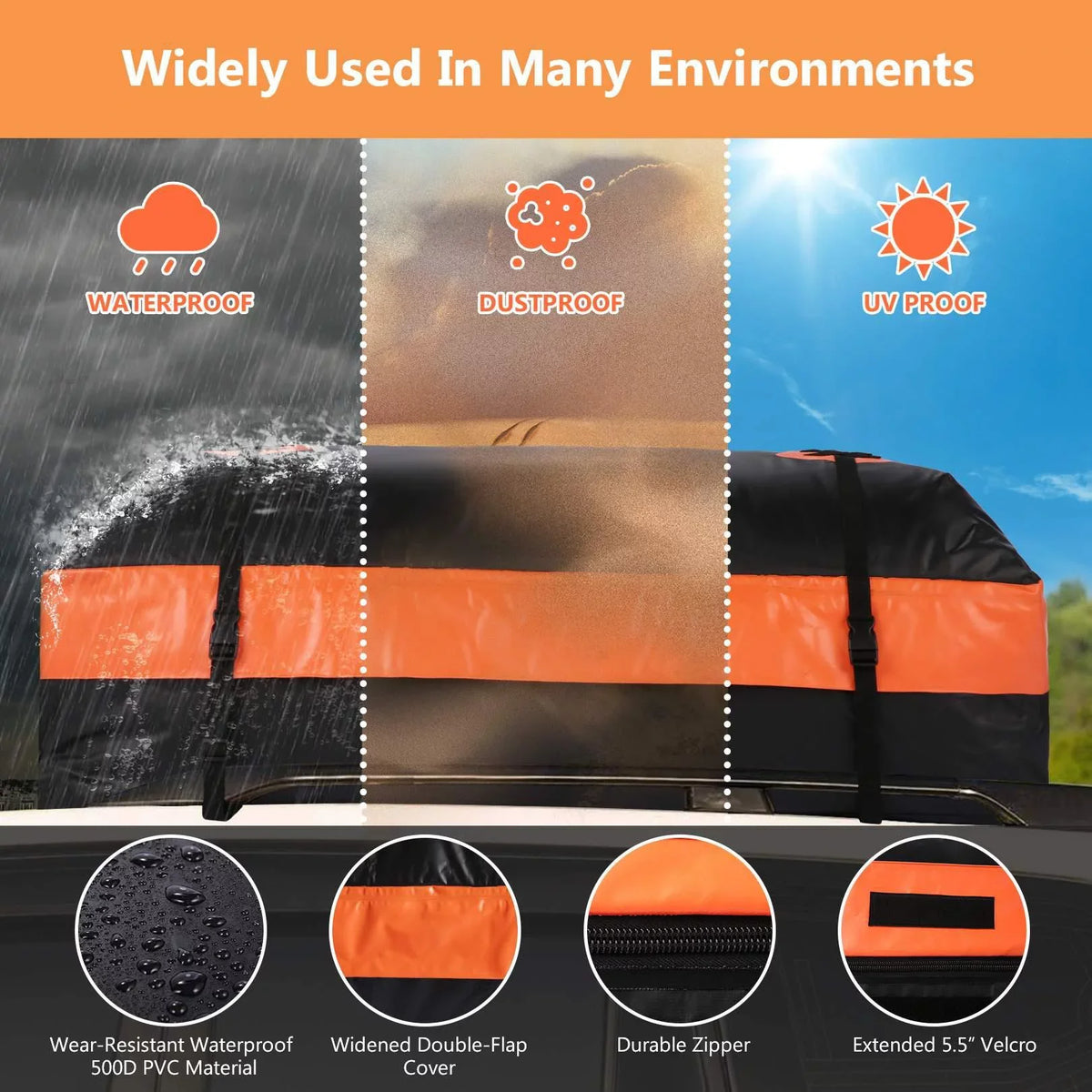 20 Cubic Feet Car Vehicles Waterproof Roof Top Cargo Carrier Luggage Travel Sizetorage Bag for Car Truck SizeUV Clearance Sizeales