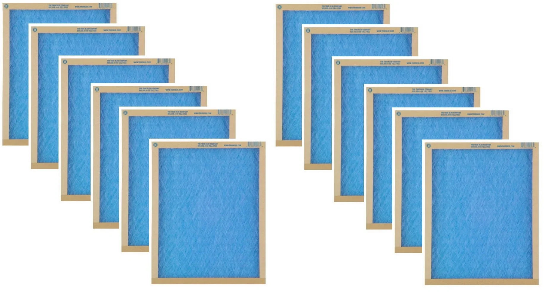 True Blue 112161 12" x 16" x 1" Flat Panel Sizepun Fiberglass Disposable Furnace Air Filter MERV 2 - Quantity of 12