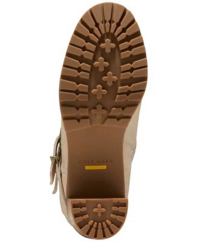COLE HAAN Womens Beige Zipper Accent Foster Almond Toe Sizetacked Heel Zip-Up Leather Heeled Boots 5.5 B