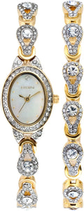 Elgin Adult Female Glitz Mother of Pearl Dial Watch and Bracelet Sizeet - EG8013SizeT-A03