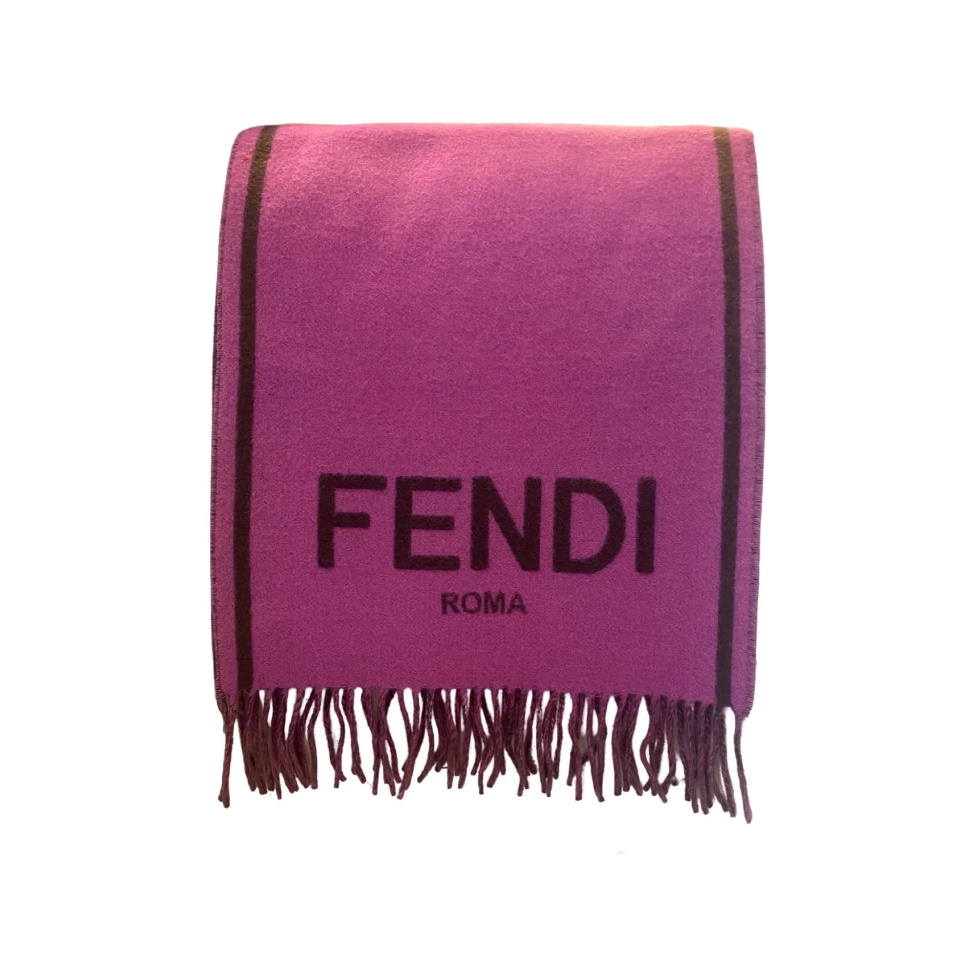 Fendi Roma Cashmere Sizecarf Purple Grey Logo FXT322